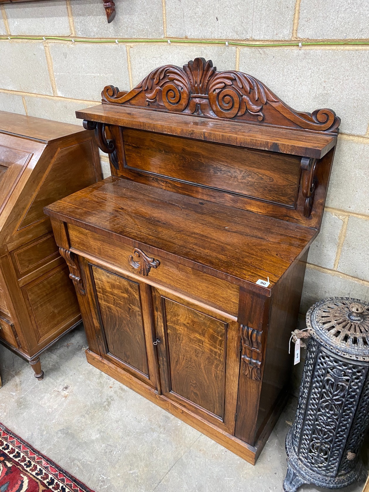 A William IV rosewood chiffonier, width 91cm, depth 39cm, height 136cm
